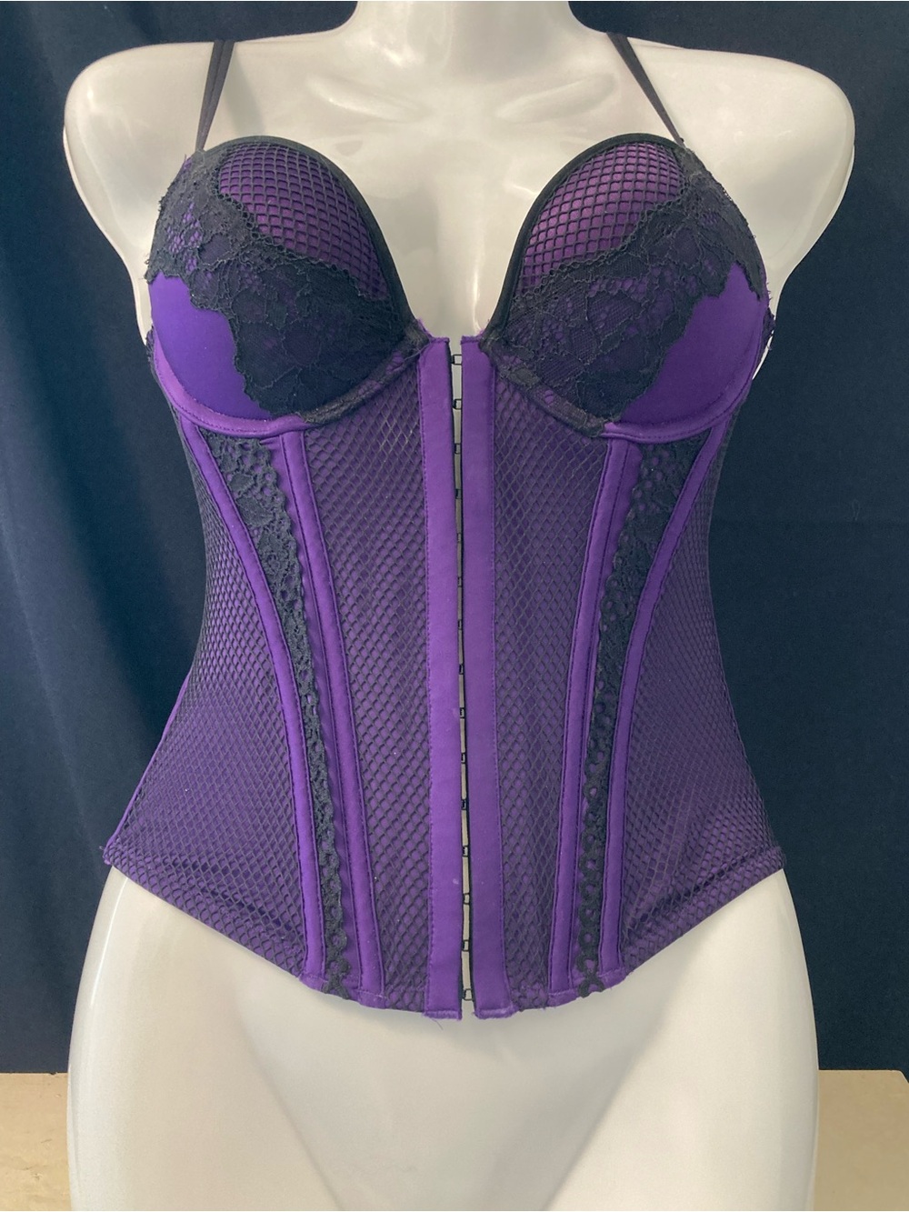 La Senza Purple Mesh Lace Bustier Corset Top Small